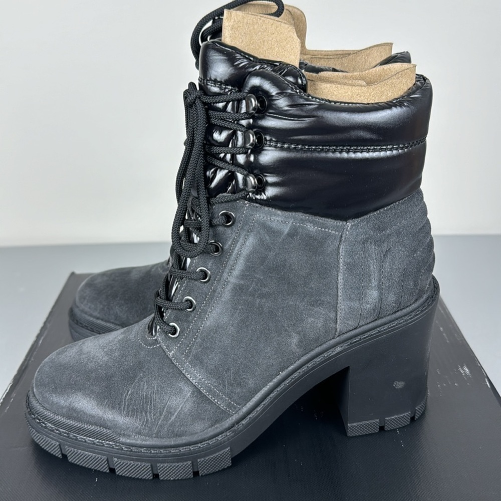 Marc Fisher LTD Velima Mixed Media Heeled Boot. Dark Gray. - Picture 2 of 13